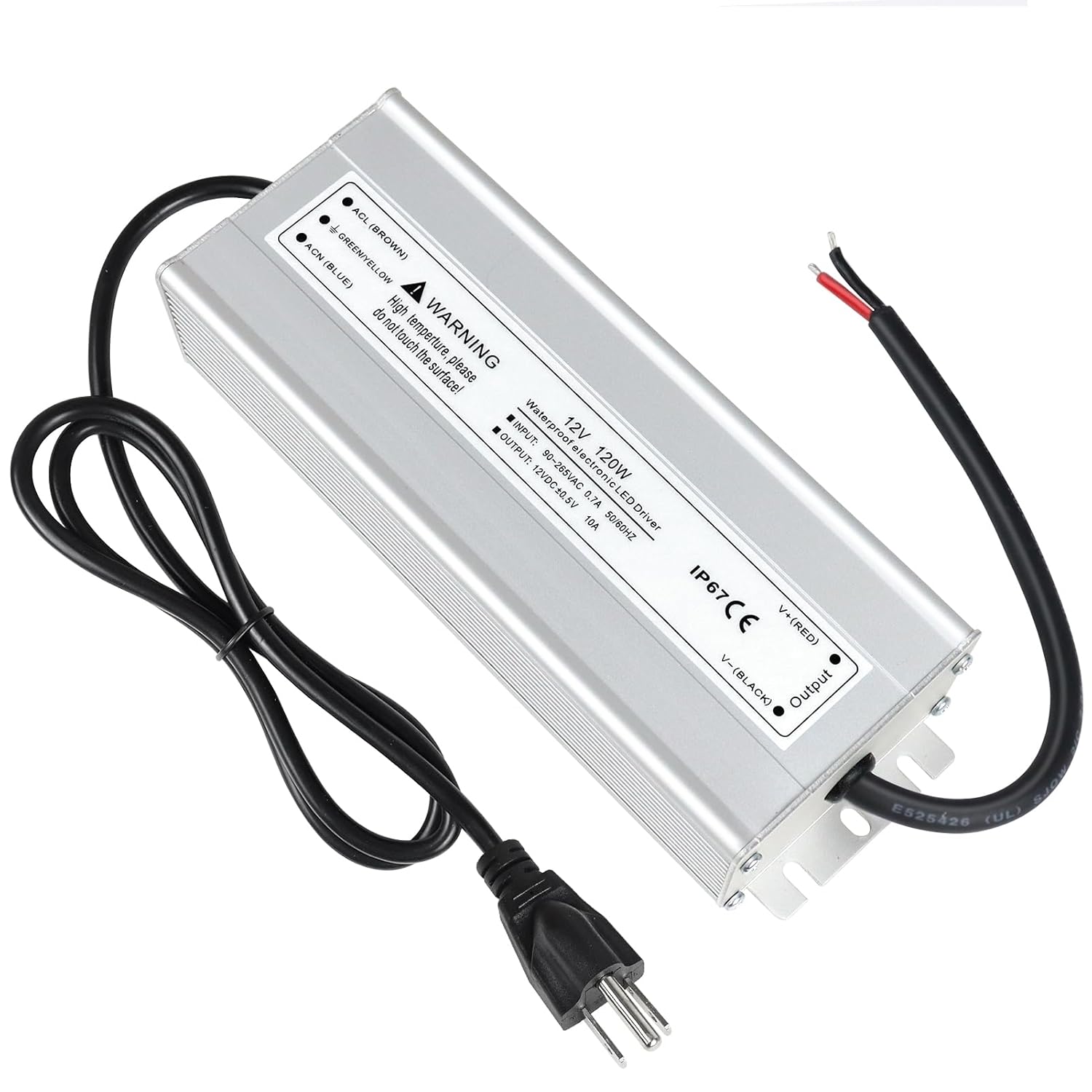 12V Waterproof LED Power Supply 30W–300W, 90–265V Input, Single/Dual Wire Output, Outdoor LED Driver, CE/RoHS/FCC —US/UK/EU Plug & Wire Leads Options
