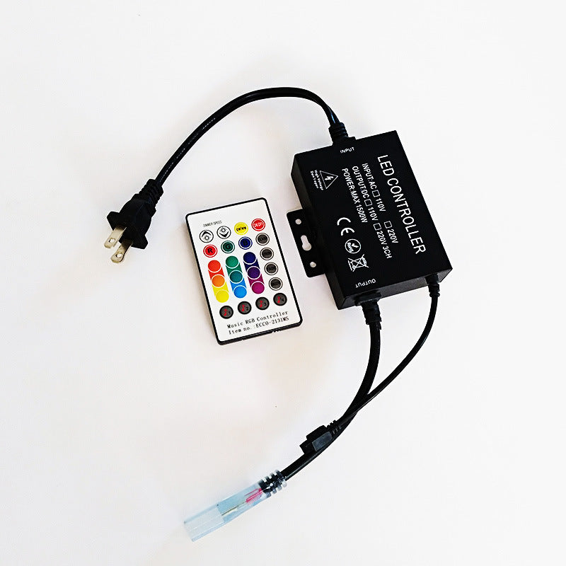 RGB LED Controller, 1500W Max High-Voltage WiFi Color Changing RGB Controller (Aluminum) with IR Remote and Music Time APP Control System for AC110-130V/ 200-240V LED Tape Rope Strip Lights