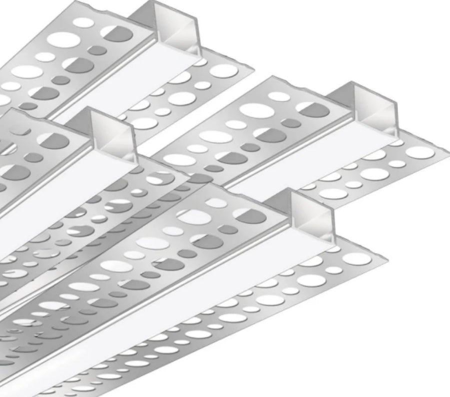 Double-Sided Plaster-in Drywall LED Aluminum Channels– Fit for 1 to 9mm LED Strip | 1Meter | Silver | Milky White Cover | 4 / 6 / 10 -Pack | Local Stock US/UK
