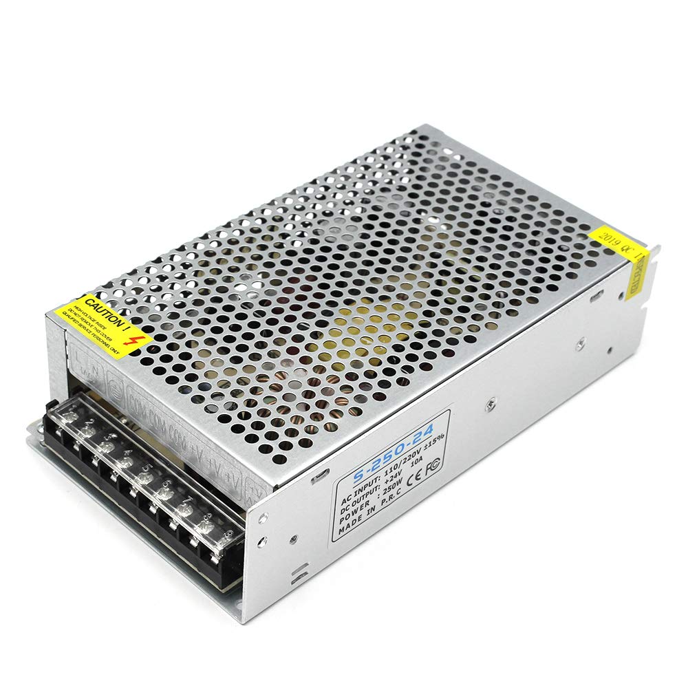 DC 12V/24V Switching Power Supply 60W–250W, AC 110/220V Input, Constant Voltage LED Driver Transformer, Metal Case with Screw Terminals, CE/FCC/RoHS Certified