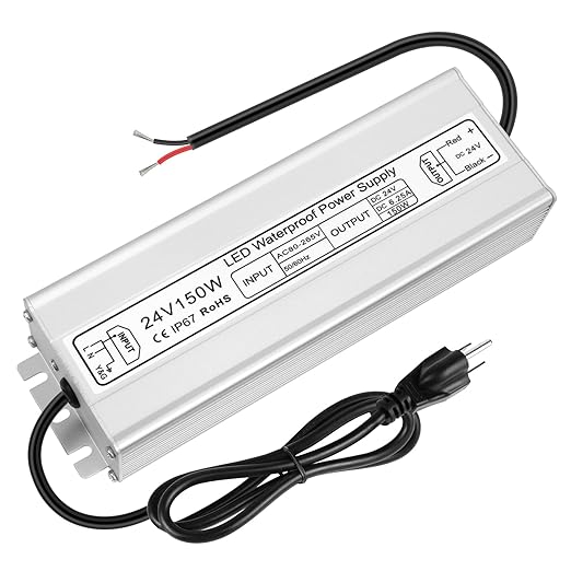 Wasserdichtes 24-V-LED-Netzteil, 30–300 W, 90–265 V Eingang, Einzel-/Doppelkabelausgang, LED-Treiber für den Außenbereich, CE/RoHS/FCC – Optionen für US-/UK-/EU-Stecker und Kabel 