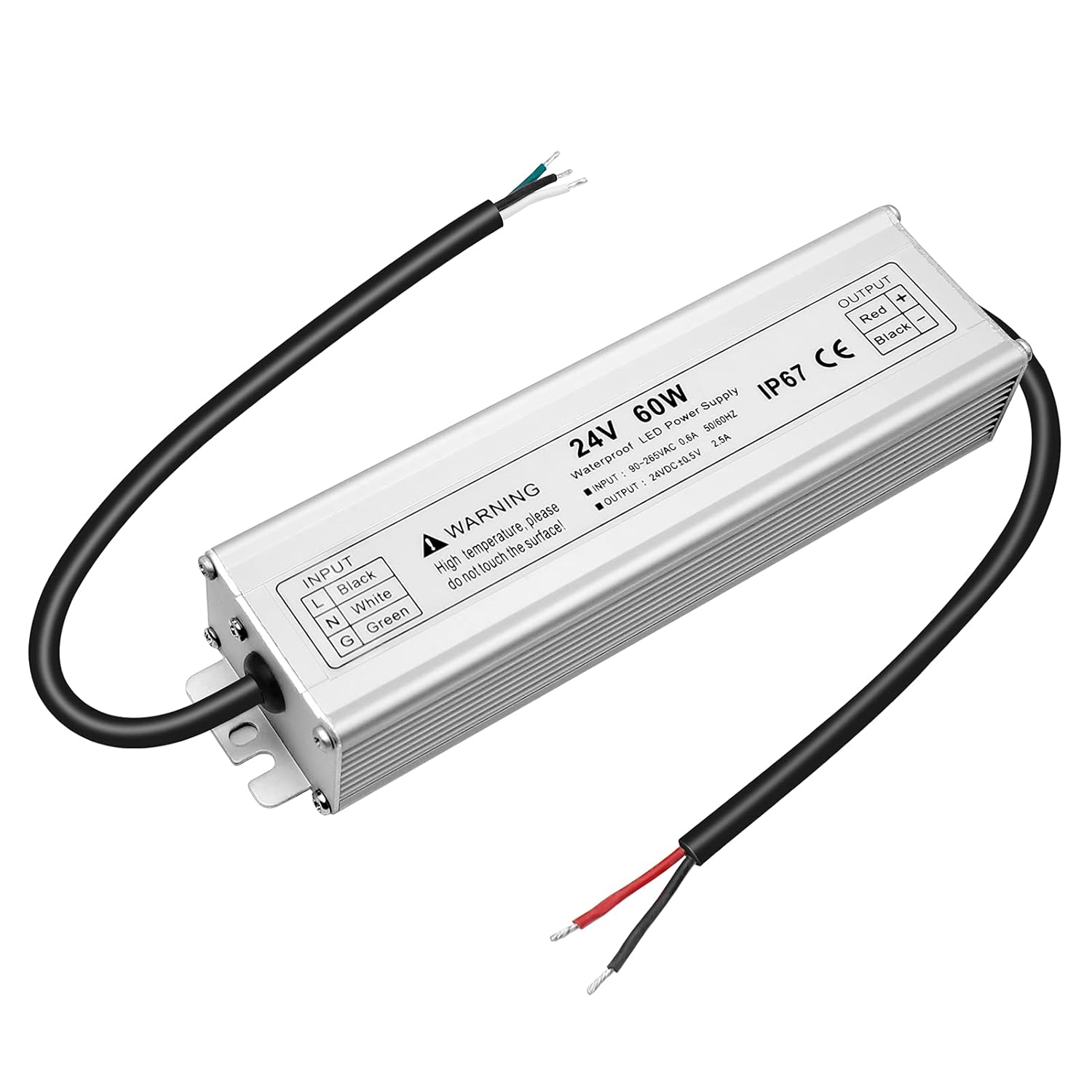 24V Waterproof LED Power Supply 30W–300W, 90–265V Input, Single/Dual Wire Output, Outdoor LED Driver, CE/RoHS/FCC — US/UK/EU Plug & Wire Leads Options