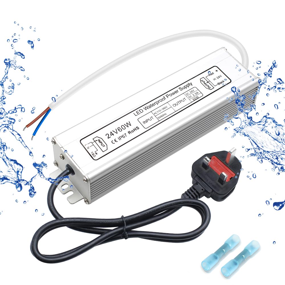 24V Waterproof LED Power Supply 30W–300W, 90–265V Input, Single/Dual Wire Output, Outdoor LED Driver, CE/RoHS/FCC — US/UK/EU Plug & Wire Leads Options