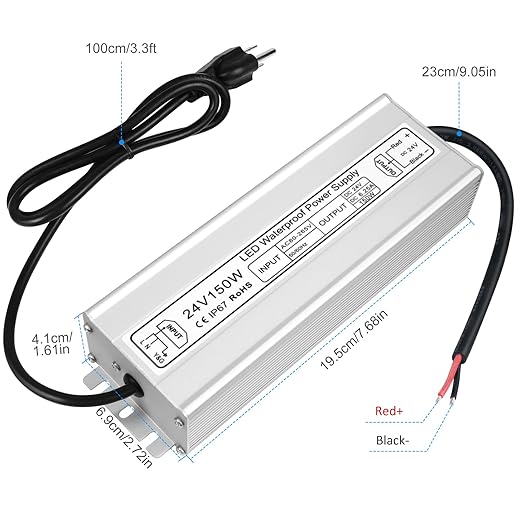 Wasserdichtes 24-V-LED-Netzteil, 30–300 W, 90–265 V Eingang, Einzel-/Doppelkabelausgang, LED-Treiber für den Außenbereich, CE/RoHS/FCC – Optionen für US-/UK-/EU-Stecker und Kabel 