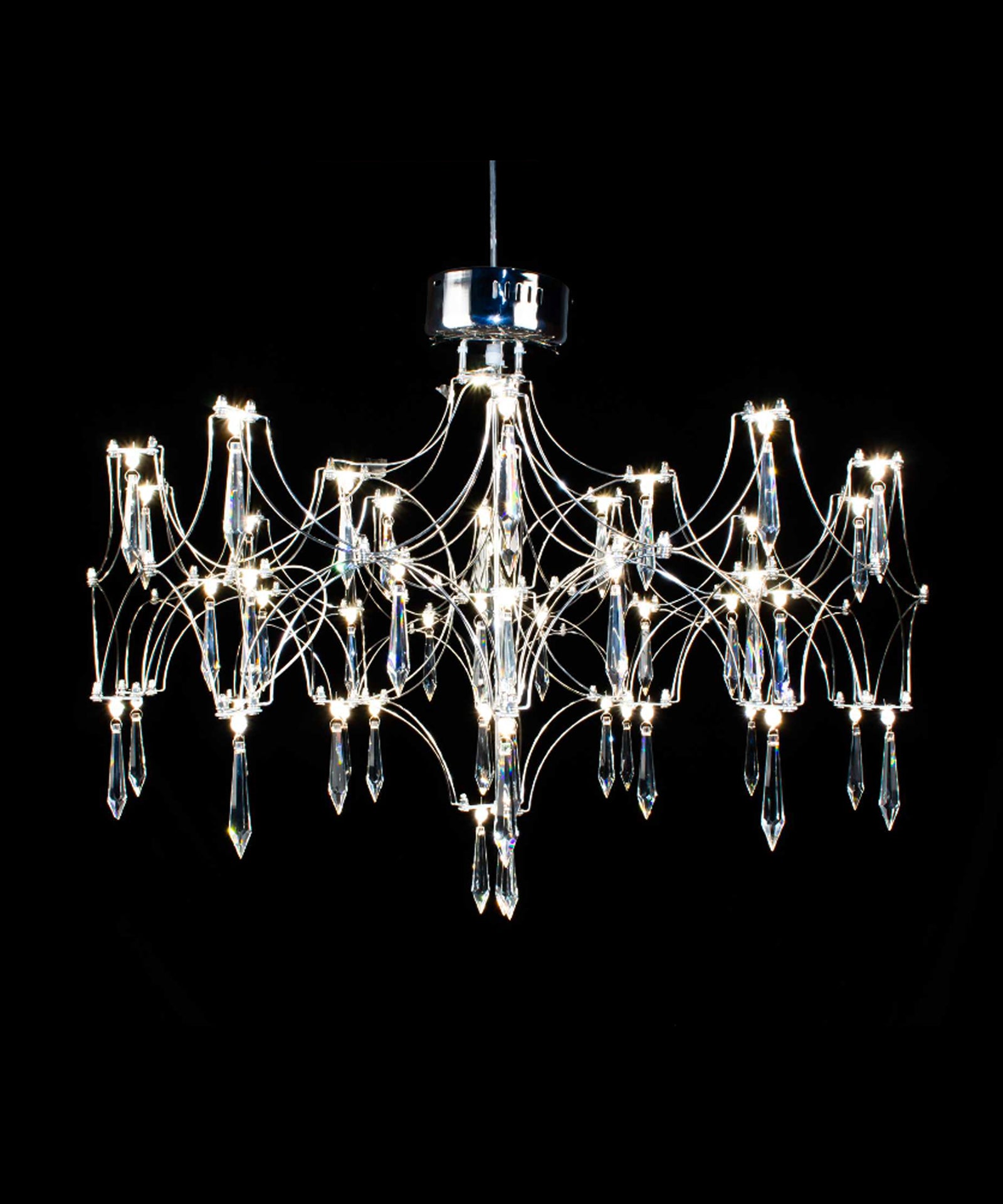 RD-2 Series Modern Crystal Chandeliers – 24.8” / 28.74” / 41.34” Diameter | 36 / 57 / 114 LEDs | K9 Crystal / Iridescent Crystal | 304 Stainless Steel | AC85–240V Power Supply Included | for Dining Room, Living Room, Bedroom & Entryway Lighting | 1-Pack