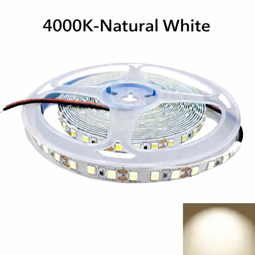 DC12V SMD2835 Single Color LED Strip Light – 120 LEDs/m | 8mm PCB | High Brightness Low Voltage LED Tape | IP00 / IP67 | Warm White / Natural White / Cool White / Blue / Red / Ice Blue / Golden Yellow | for Mirror, Kitchen Cabinet, Bedroom | 5/50M