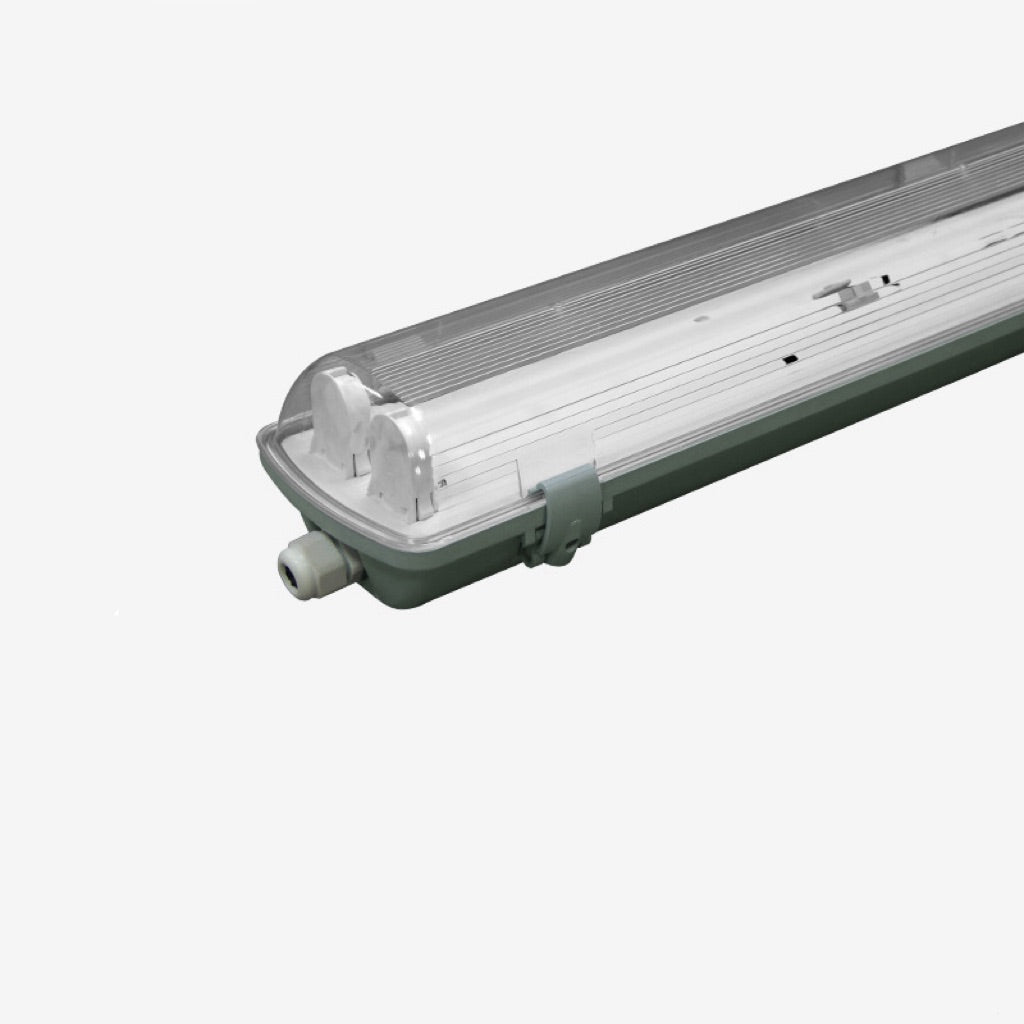 TP Series LED Tri-Proof Light – 4ft | 2-Tube Included | Waterproof Dustproof LED Fixture | Stripe Clear Cover | 3000K/4000K/5000K | 4-Pack | AC 90–240V | Non-Dimmable