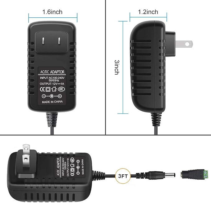 Adaptateur d'alimentation 12 V 12 W/24 W, entrée CA 100–240 V, transformateur mural, boîtier noir — Prise US/UK, pilote LED pour bande lumineuse/vidéosurveillance/électronique 