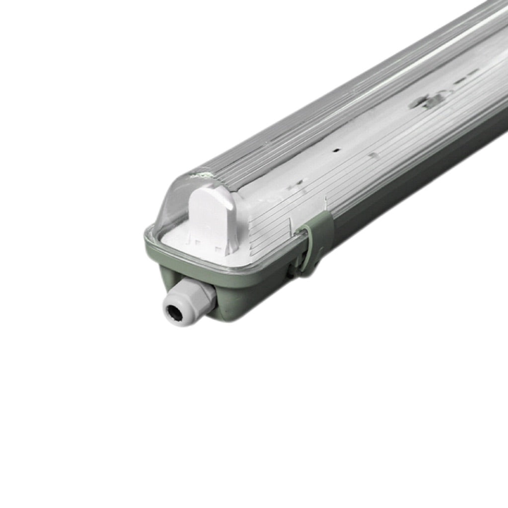 TP Series LED Tri-Proof Light – 2ft | 1-Tube Included | Waterproof Dustproof LED Fixture | Stripe Clear Cover | 3000K/4000K/5000K | 4-Pack | AC 90–240V | Non-Dimmable