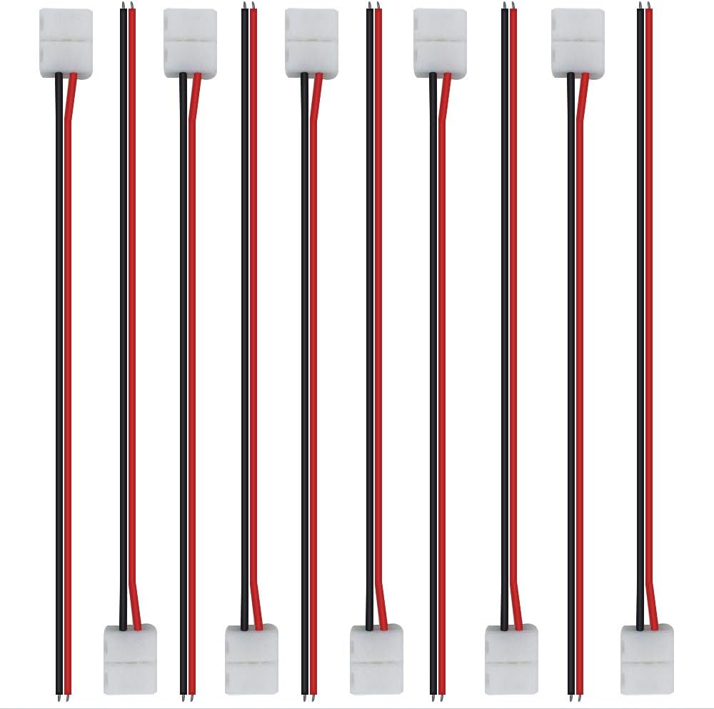 LED Strip Connectors – 8mm 2Pin Solderless Clips | Strip to Wire / Strip to Strip / DC Adapter / L / T – 10-Pack | Local Stock US/UK