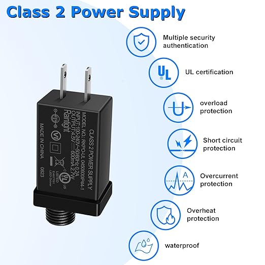 Alimentation IP44 classe 2, transformateur adaptateur CA 100-240 V vers CC 4,5 V/12 V/24 V/30 V, pilote LED extérieur étanche pour décorations gonflables, guirlandes lumineuses, sapins de Noël — Prise américaine 