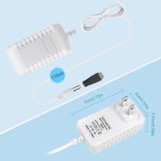 Adaptateur d'alimentation 12 V 12 W/24 W/36 W, entrée CA 100–240 V, transformateur mural, boîtier blanc — prise américaine, pilote LED pour bande lumineuse/vidéosurveillance/électronique 
