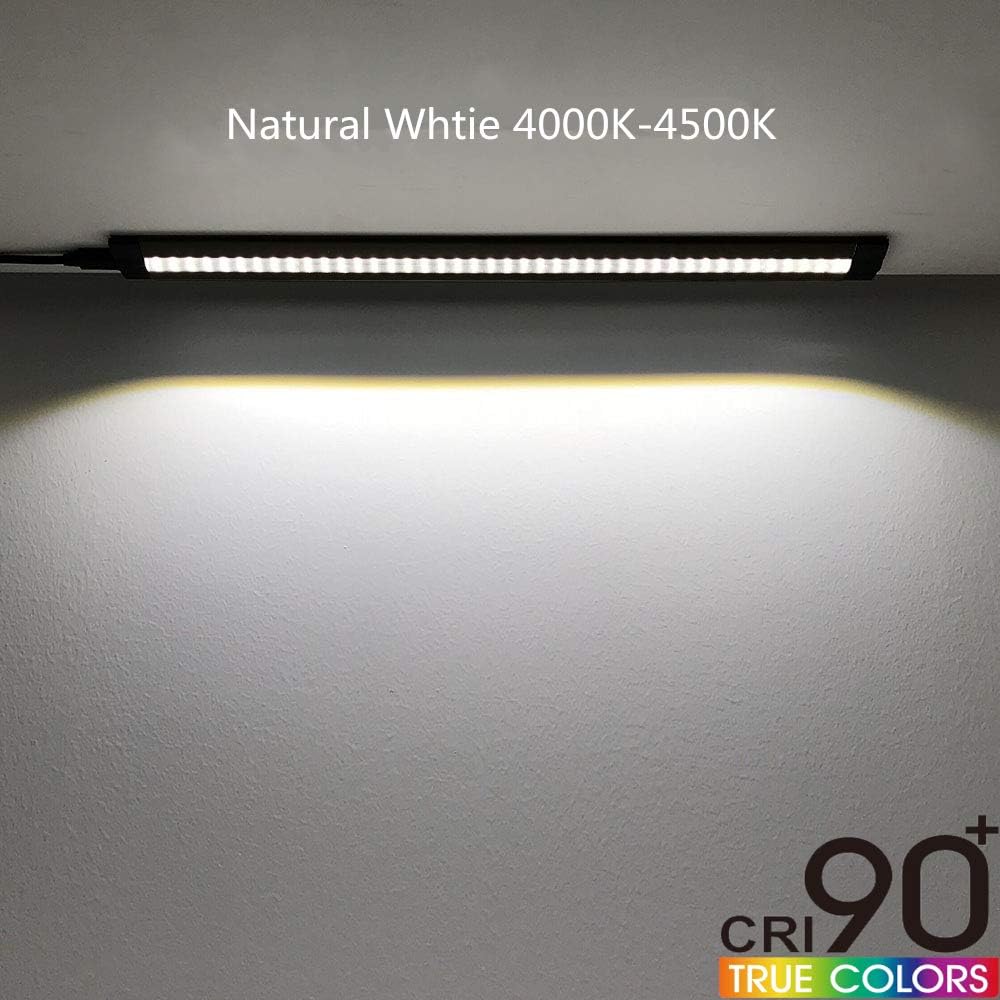 1/2/3 Pack 13 Inch Under Cabinet Light – 12V 5W | Warm / Nature White | Knob Dimmer | Adhesive Mount | Slim Design for Kitchen & Closet – Black Finish