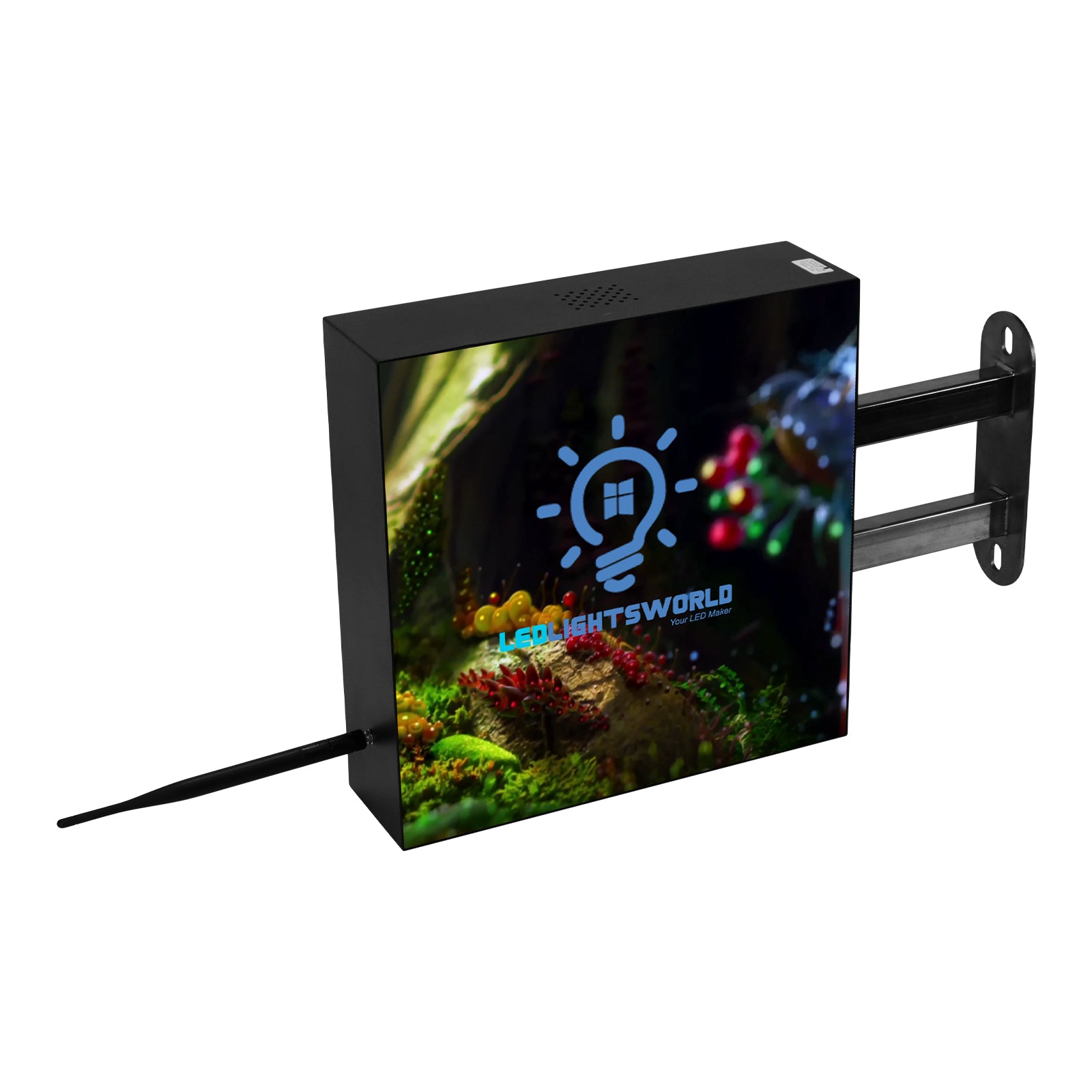 DS Series Double-Sided LED Shop Sign – P2.5 · 320×320mm | Waterproof Projecting Sign for Cafés, Boutiques & Small Stores