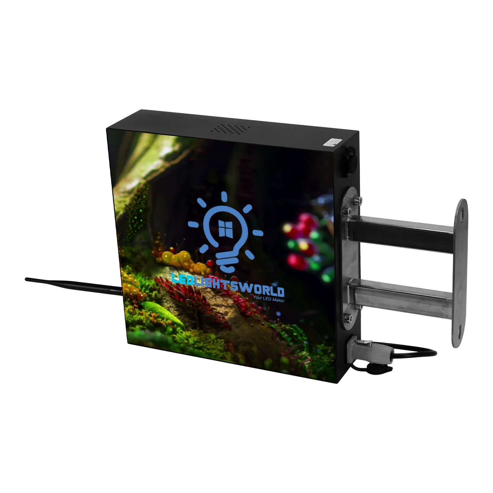 Doppelseitiges LED-Ladenschild der DS-Serie – P2.5 · 320×320 mm | Wasserdichtes Projektionsschild für Cafés, Boutiquen und kleine Geschäfte