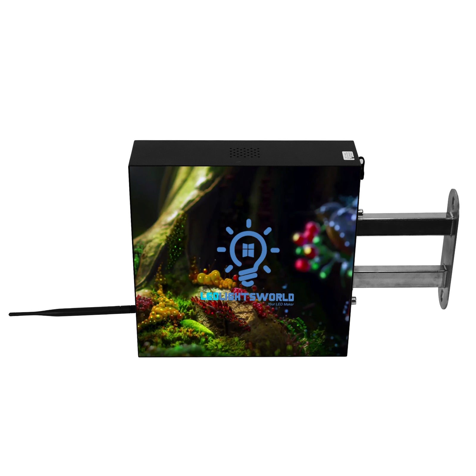Doppelseitiges LED-Ladenschild der DS-Serie – P2.5 · 320×320 mm | Wasserdichtes Projektionsschild für Cafés, Boutiquen und kleine Geschäfte