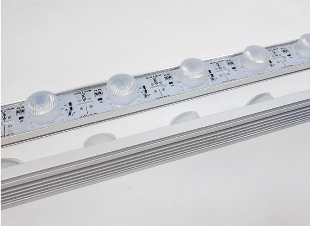 SMD3030 High Brightness Rigid LED Strip Light – 12V DC, 18 LEDs/M, 20W, for Side-Emitting Light Box, Available in Bare PCB (IP20) & Aluminum Channel (IP65), Warm White / Pure White