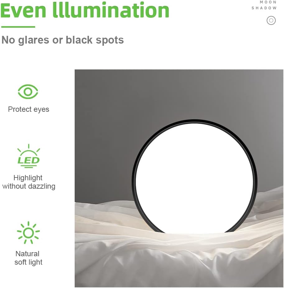 AC 110–130V Round LED Ceiling Light – Black – 18W / 24W / 32W Options – 3000K / 4500K / 5000K / 6500K – Flush Mount Ceiling Light – Local Stock (US)