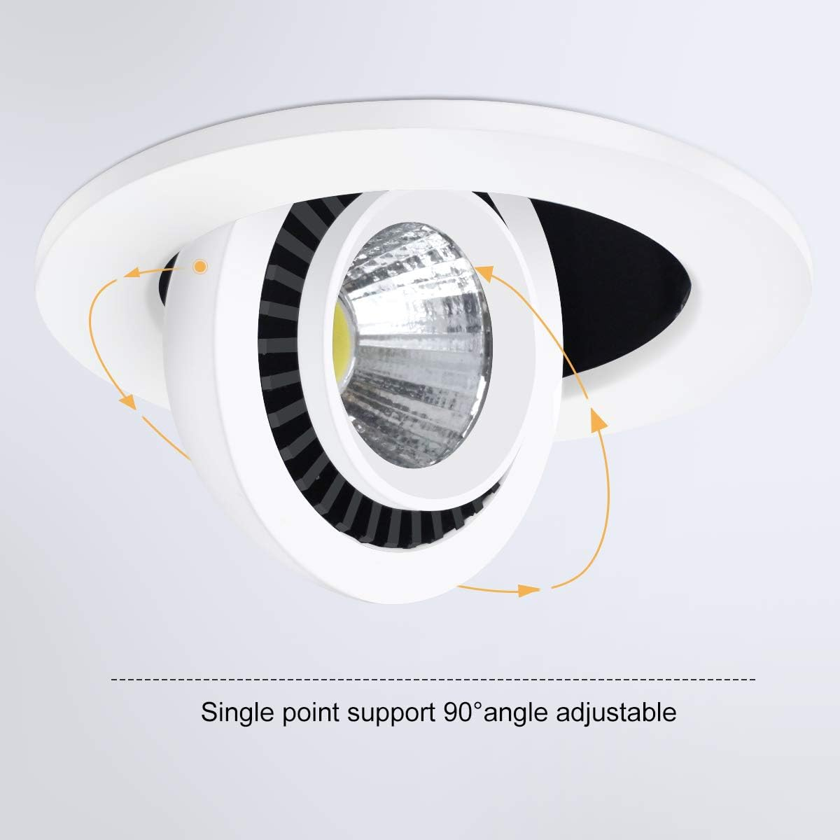 ECO-3 Series Eyeball Gimbal COB LED Downlight – White Housing – TRIAC Dimmable – 3W/5W/7W – 4-Pack – 3000K–6000K – 100–130V / 200–240V