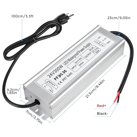 Wasserdichtes 24-V-LED-Netzteil, 30–300 W, 90–265 V Eingang, Einzel-/Doppelkabelausgang, LED-Treiber für den Außenbereich, CE/RoHS/FCC – Optionen für US-/UK-/EU-Stecker und Kabel 