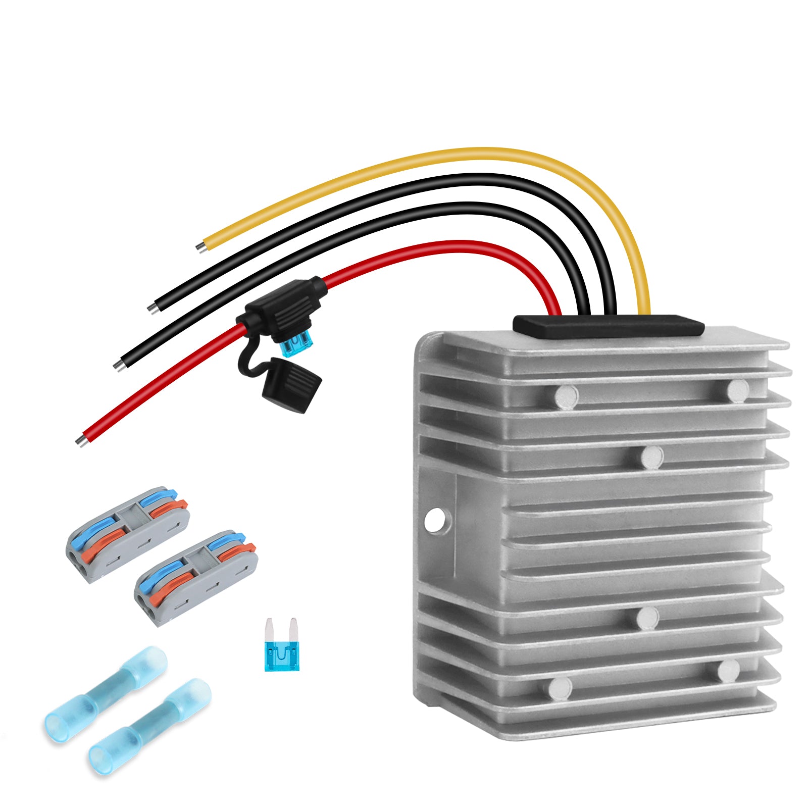 DC 36V/48V to 12V Voltage Converter 10A/15A/20A/30A Step Down Regulator Buck Reducer Power Converter | IP68 Waterproof Transformer for Golf Cart with Fuse | Quick Connect Termina