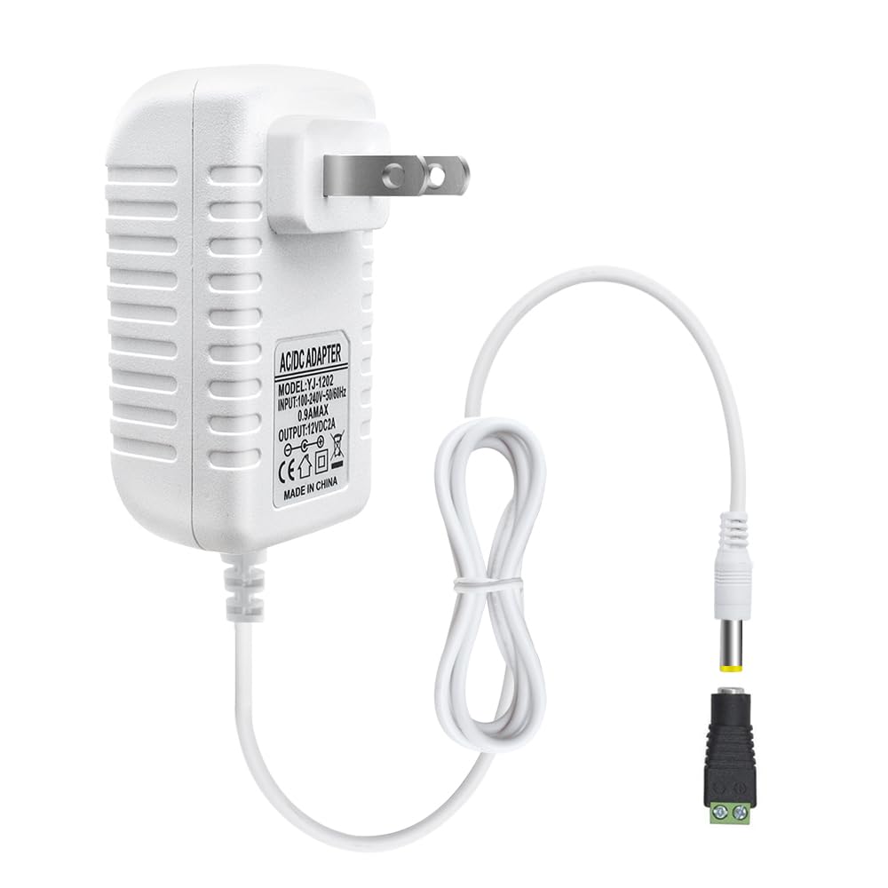 12V Power Supply Adapter 12W/24W/36W, AC 100–240V Input, Wall Plug Transformer, White Case — US Plug, LED Driver for Strip/CCTV/Electronics