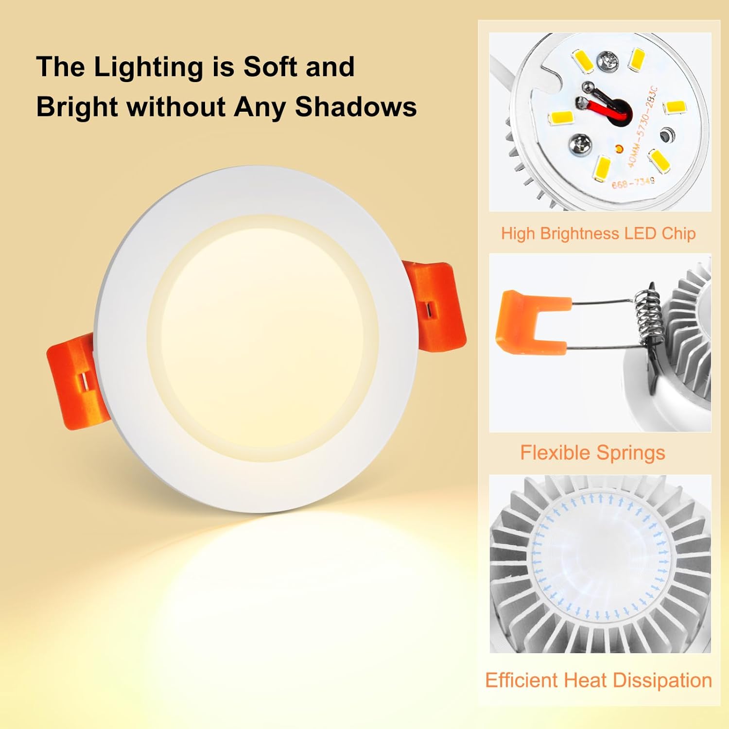 Mattiertes LED-Downlight der ECO-1-Serie – Weißes Gehäuse – TRIAC-dimmbar – 3 W/5 W/7 W/9 W – 4er-Pack/10er-Pack – 2700 K–6000 K – 100–130 V / 200–240 V