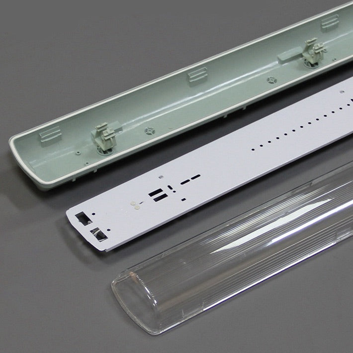 TP Series LED Tri-Proof Light – 2ft | 2-Tube Included | Waterproof Dustproof LED Fixture | Stripe Clear Cover | 3000K/4000K/5000K | 4-Pack | AC 90–240V | Non-Dimmable