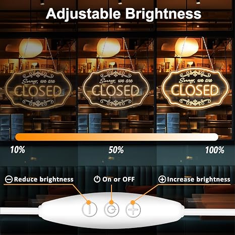 SORRY, WE ARE CLOSED LED Silicone Neon Sign – 16.5×9 Inch (42×23 cm) Horizontal Style | 5V USB Powered Warm White Dimmable Light for Storefront Window & Business Decor