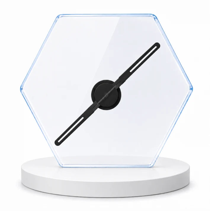 FL-AS Series 18cm to 42cm (7.1–16.5 inch) Small Size | 3D Hologram Fan LED Display | Flat Fan Asynchronous Control | LED Hologram Projector | Transparent Square Protective Housing | 2 Blades
