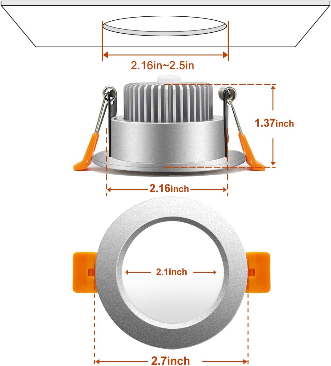 Mattiertes LED-Downlight der ECO-1-Serie – Silbernes Gehäuse – TRIAC-dimmbar – 3 W/5 W/7 W/9 W – 4er-Pack/10er-Pack – 2700 K–6000 K – 100–130 V / 200–240 V