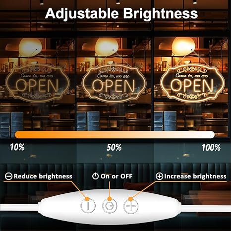 WE ARE OPEN COME IN LED Silicone Neon Sign – 23.5×14 Inch & 16.5×10 Inch | 5V USB Powered Dimmable Light with Engraved Back Design for Storefront Window & Business Decor