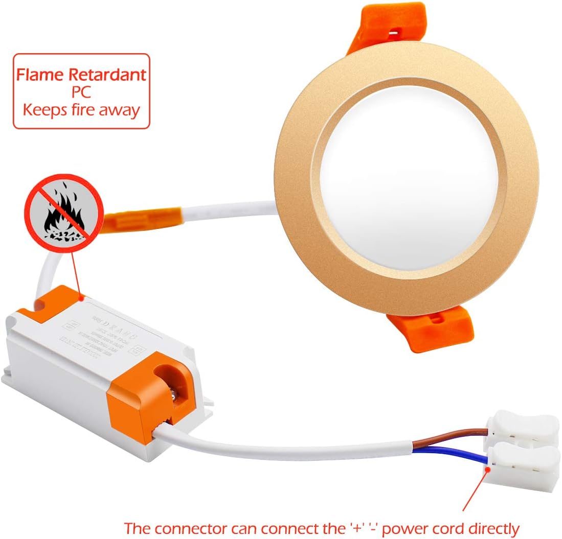 ECO-1 Series Frosted LED Downlight – Gold Housing – TRIAC Dimmable – 3W/5W/7W/9W – 4-Pack/10-Pack – 2700K–6000K – 100–130V / 200–240V