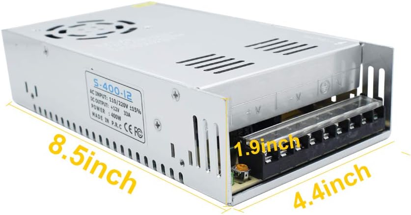 DC 12V/24V Switching Power Supply 300W–600W, AC 110/220V Input, High Power LED Driver Transformer, Cooling Fan Metal Case, CE/FCC/RoHS Certified