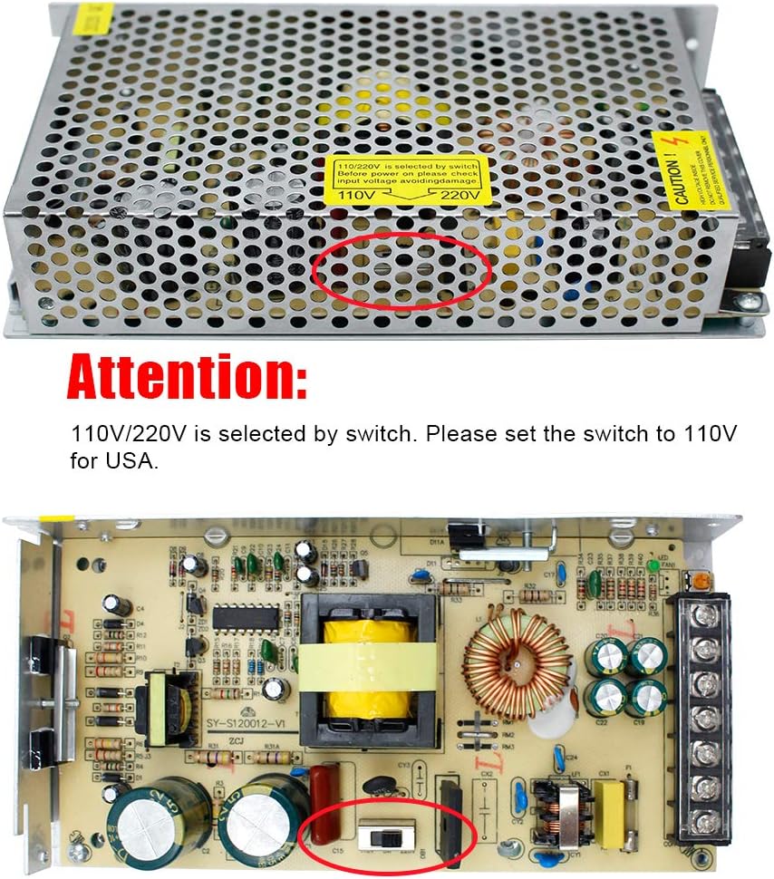 DC 12V/24V Switching Power Supply 300W–600W, AC 110/220V Input, High Power LED Driver Transformer, Cooling Fan Metal Case, CE/FCC/RoHS Certified