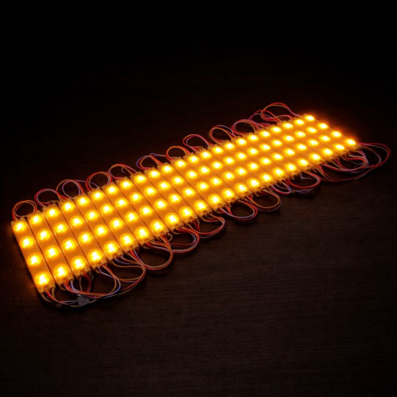 SMD2835 LED Module String – 3 LEDs/Module | 1.5 W 130 lm | 60×13 mm | DC 12 V | IP65 Waterproof with Adhesive Tape | for Light Box & Channel Letter Signage (20-pcs/String)– 10000K / 6500K / 4000K / 3000K / Red / Green / Blue / Yellow / Pink