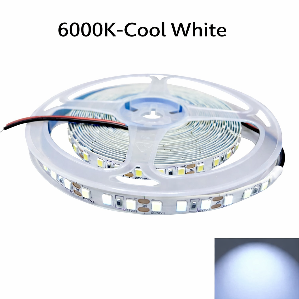 DC12V SMD2835 Single Color LED Strip Light – 120 LEDs/m | 8mm PCB | High Brightness Low Voltage LED Tape | IP00 / IP67 | Warm White / Natural White / Cool White / Blue / Red / Ice Blue / Golden Yellow | for Mirror, Kitchen Cabinet, Bedroom | 5/50M