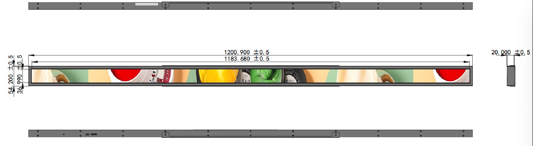 46.6 Inch Stretched Bar LCD Display for Store Shelf Promotion Wi-Fi Android System LCD Enclosure