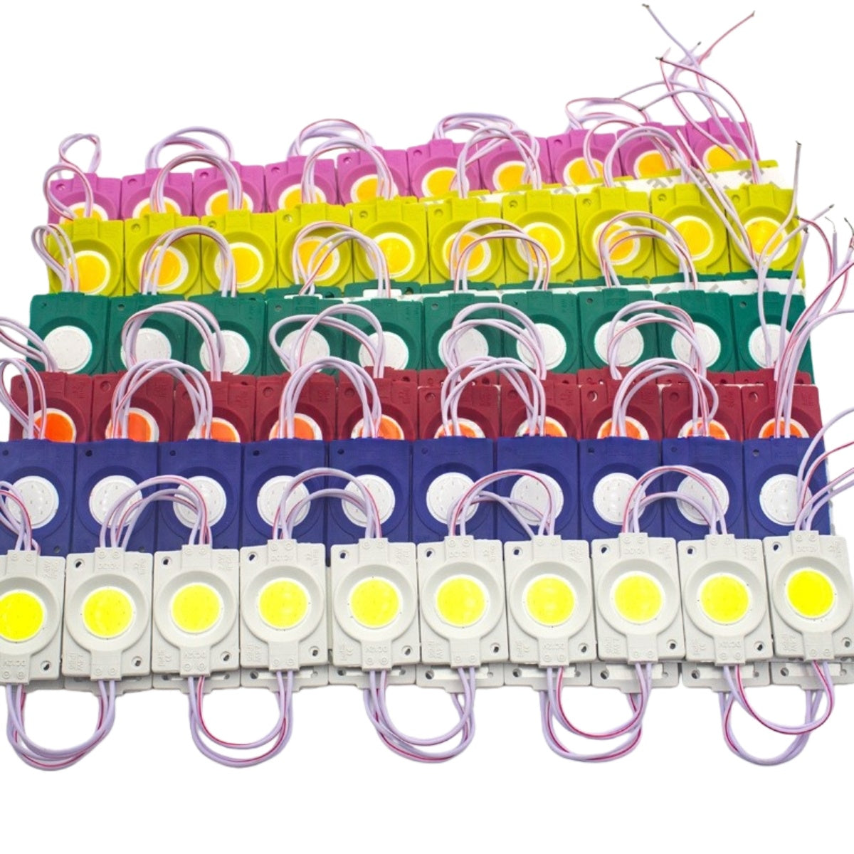 COB LED Module String Light, 20pcs/String, 1.5W 150LM, 46×30mm, DC12V IP65 Waterproof Sign Module with Adhesive Tape for Advertising Light Box & Channel Letters