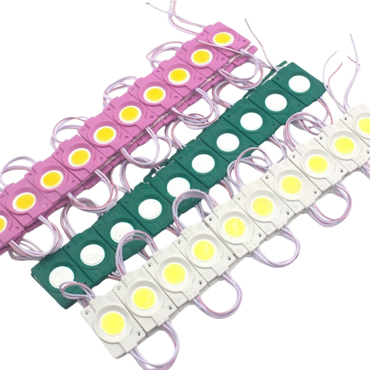 COB LED Module String Light, 20pcs/String, 1.5W 150LM, 46×30mm, DC12V IP65 Waterproof Sign Module with Adhesive Tape for Advertising Light Box & Channel Letters