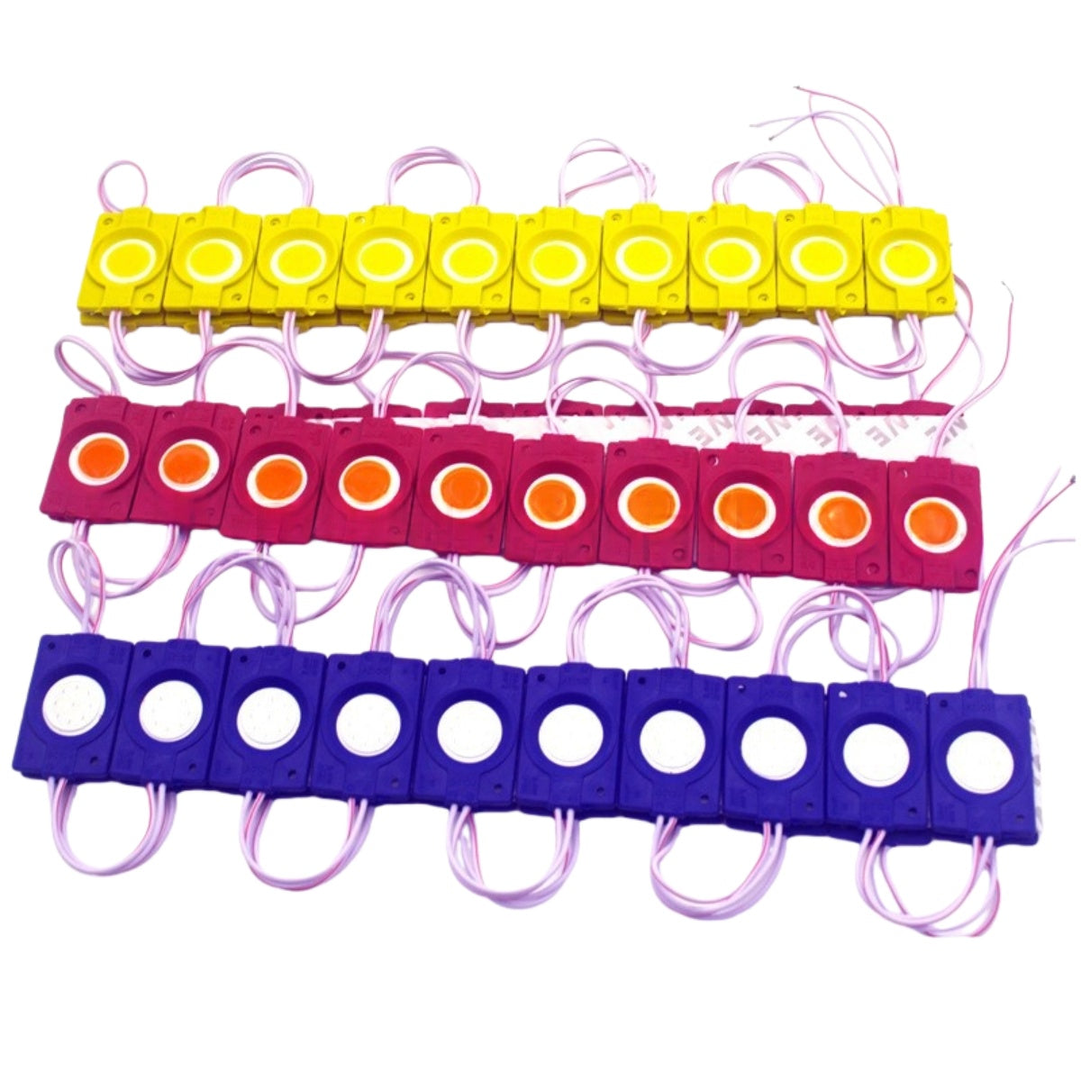 COB LED Module String Light, 20pcs/String, 1.5W 150LM, 46×30mm, DC12V IP65 Waterproof Sign Module with Adhesive Tape for Advertising Light Box & Channel Letters