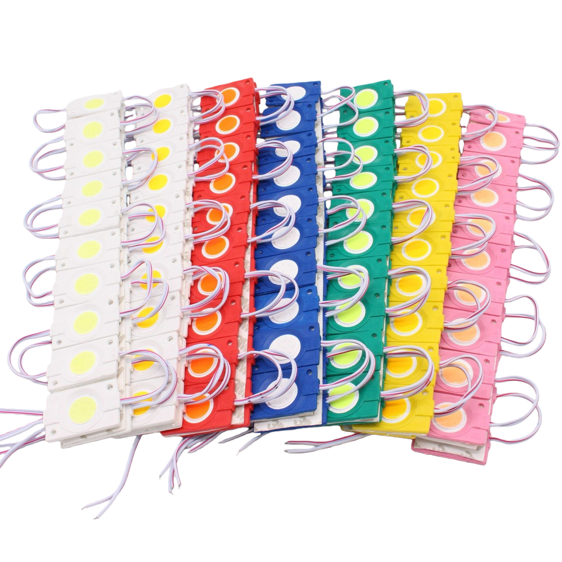 COB LED Module String Light, 20pcs/String, 1.5W 150LM, 46×30mm, DC12V IP65 Waterproof Sign Module with Adhesive Tape for Advertising Light Box & Channel Letters