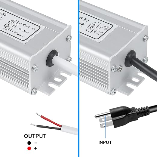 Wasserdichtes 24-V-LED-Netzteil, 30–300 W, 90–265 V Eingang, Einzel-/Doppelkabelausgang, LED-Treiber für den Außenbereich, CE/RoHS/FCC – Optionen für US-/UK-/EU-Stecker und Kabel 