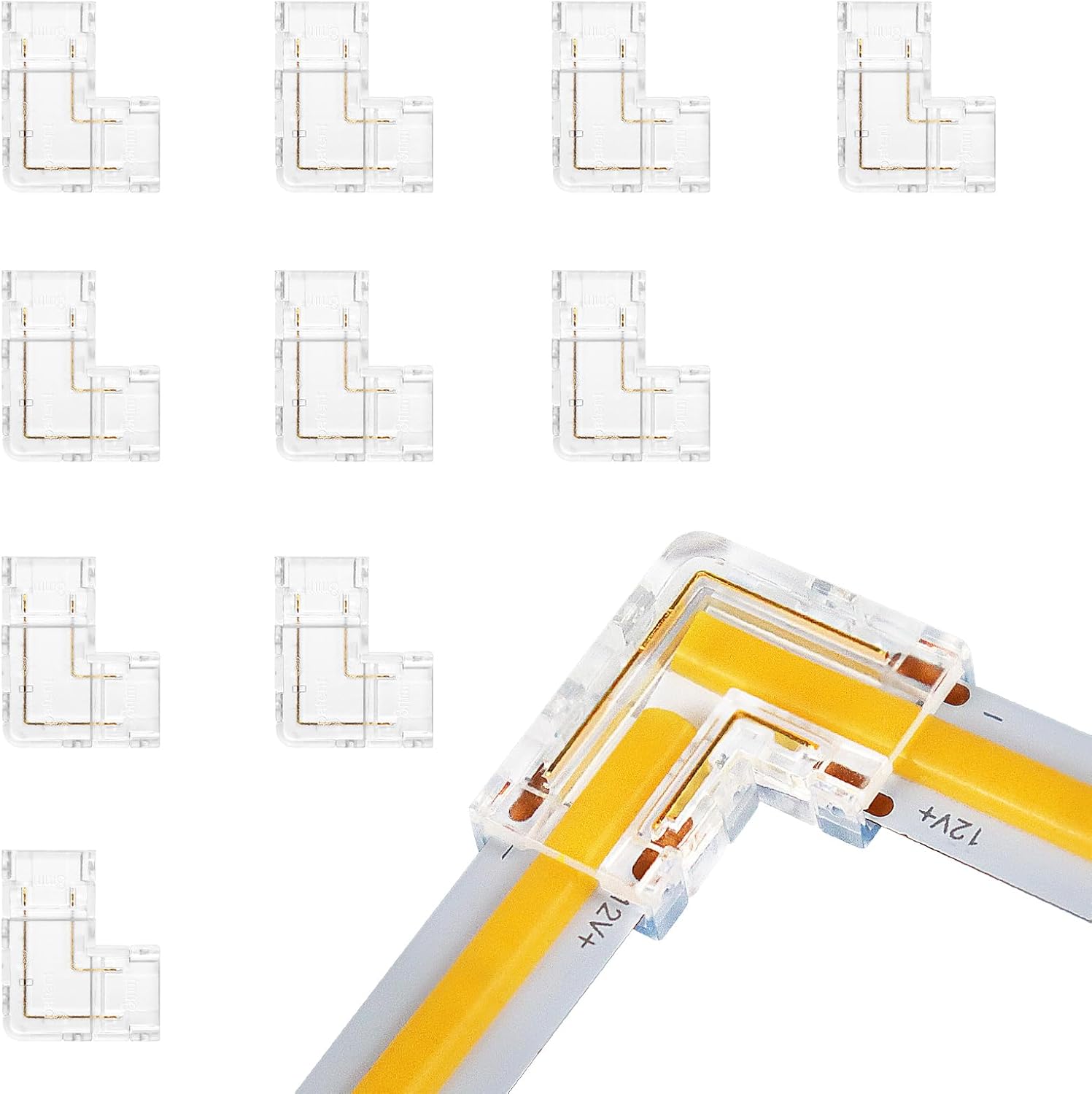 Transparent Crystal LED Strip Connectors – 10mm 2Pin Solderless Clips | Strip to Wire / Strip to Strip / DC Adapter – Local Stock US/UK