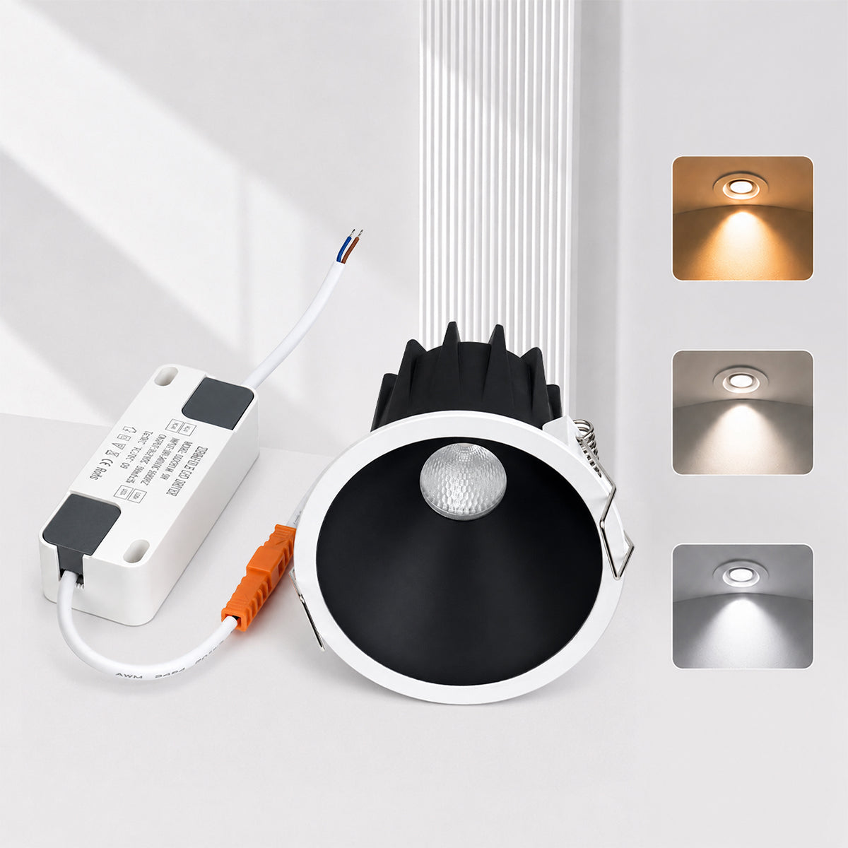 PRO-2C Series Deep Anti-Glare Full Spectrum LED Downlight | 200–240V | 4/12 Pack | 5W / 9W | 3000K / 4000K / 5000K | 24° Beam | White Housing | CRI>95 | Commercial Ceiling Recessed Light