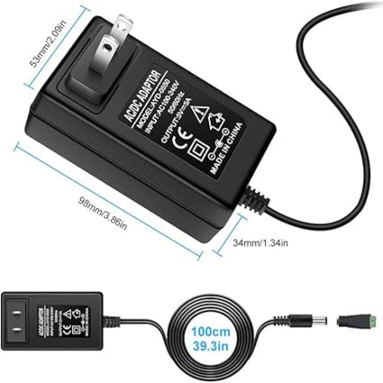 DC 5V Plug-in Power Supply Adapter 25W, AC 100–240V Input, Black Housing Wall Charger Transformer with US Plug — for LED Strip Lights, Router, USB Devices, Electronics