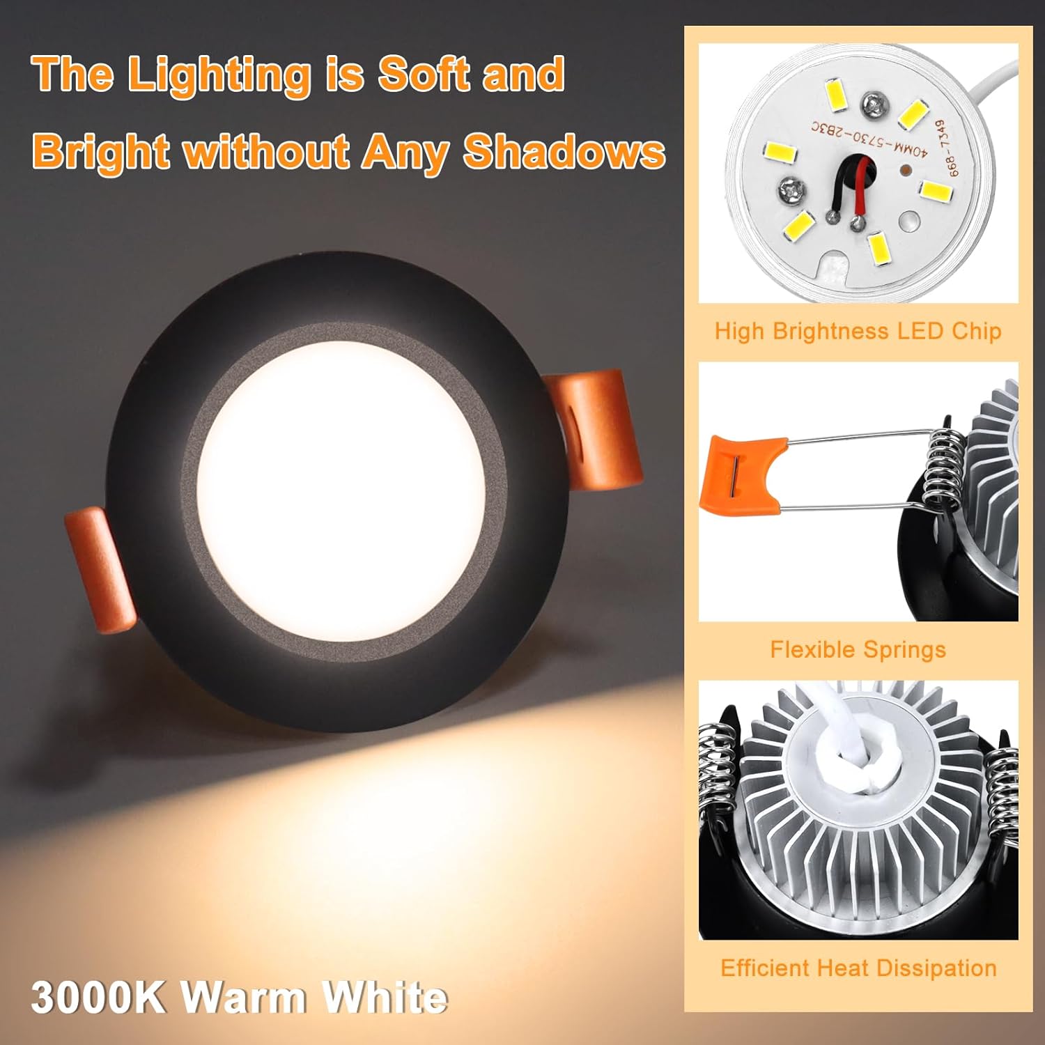 Mattiertes LED-Downlight der ECO-1-Serie – Schwarzes Gehäuse – TRIAC-dimmbar – 3 W/5 W/7 W/9 W – 4er-Pack/10er-Pack – 2700 K–6000 K – 100–130 V / 200–240 V