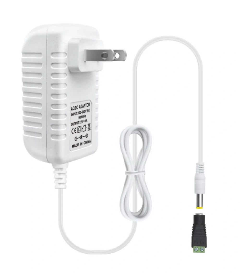 12V Power Supply Adapter 12W/24W/36W, AC 100–240V Input, Wall Plug Transformer, White Case — US Plug, LED Driver for Strip/CCTV/Electronics
