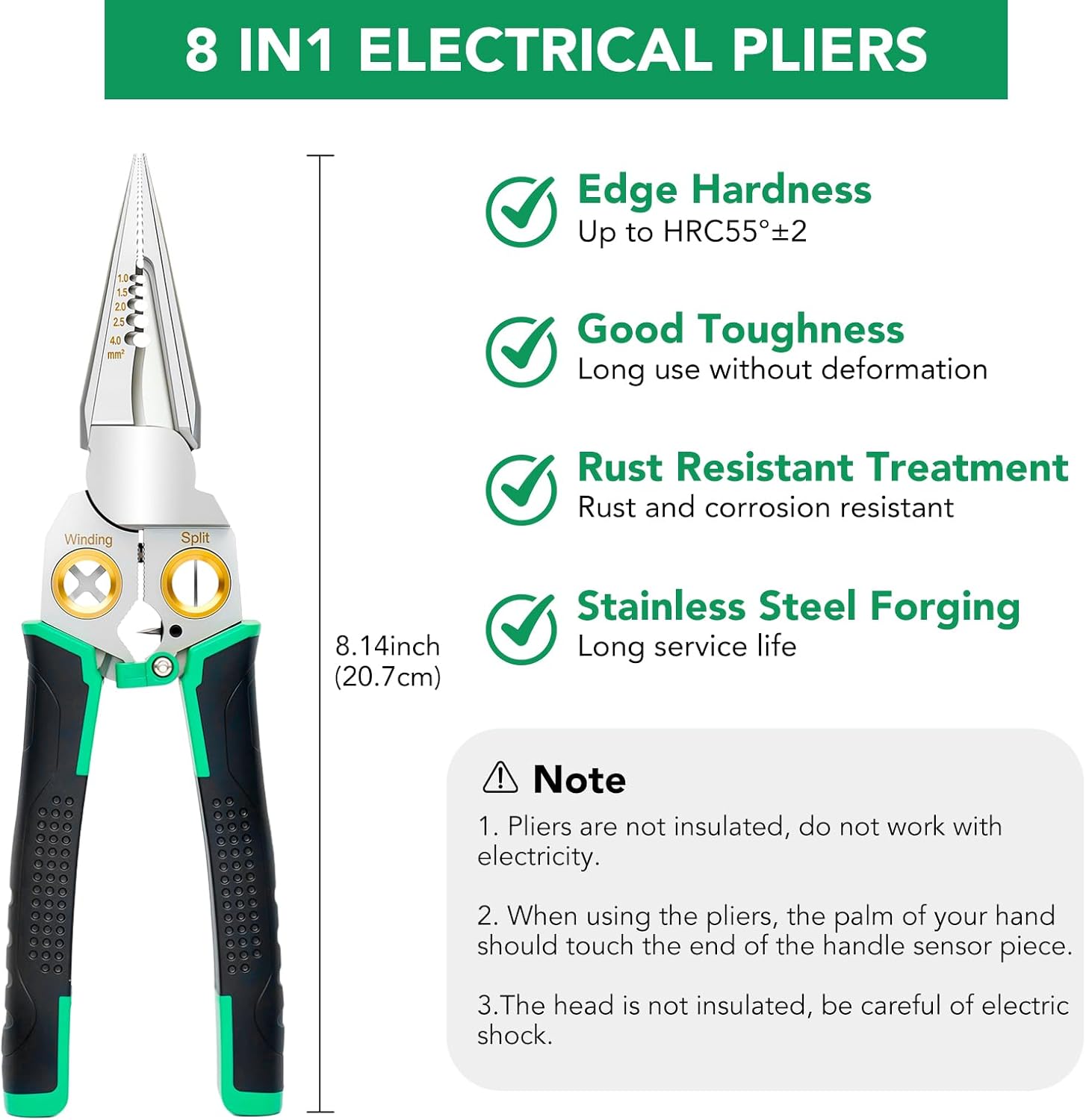 8-in-1 Wire Stripper, Multifunctional Wire Stripper Crimper Cable Cutter Pliers, Professional Wire Strippers Electrical Wire Crimper, Wiring Tools, Electrician, HVAC, Car Repair Tool