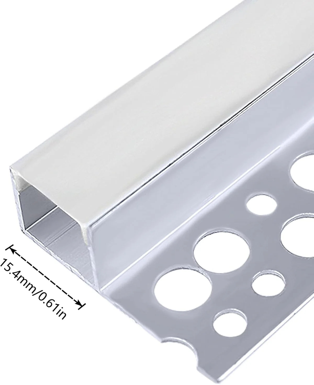 One-Sided Plaster-in Drywall LED Aluminum Channels– Fit for 1 to 12mm LED Strip | Silver | Milky White Cover | 1 / 2 / 3 Meter | Silver | Milky White Cover | 50 / 100 -Pack